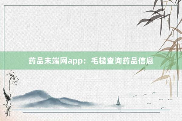 药品末端网app：毛糙查询药品信息